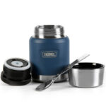 Thermos Termoska na jedlo so skladacou lyžicou a šálkou - námornícka modrá, 470 ml – Obrázok 5